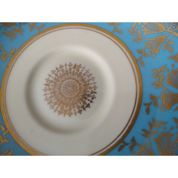 Paragon Teacup Saucer Bluebell Medallion Heavy Gold Gilt Double Warrant Vtg 40s - Picture 15 of 16